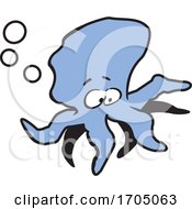 Poster, Art Print Of Cartoon Octopus With Bubbles