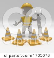 Poster, Art Print Of 3d Morph Man Builder With Hazard Cones