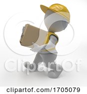 Poster, Art Print Of 3d Morph Man Builder Carrrying Boxes