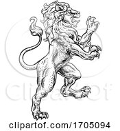 Poster, Art Print Of Lion Rearing Rampant Coat Of Arms Heraldic Animal