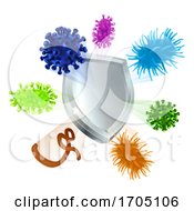 Poster, Art Print Of Vaccine Virus Shield Cells Or Antibacterial Icon