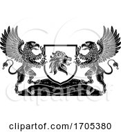 Poster, Art Print Of Coat Of Arms Crest Lion Griffin Or Griffon Shield