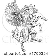 Poster, Art Print Of Pegasus Rearing Rampant Wings Coat Of Arms Horse