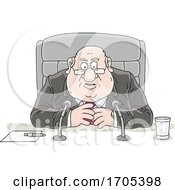 Poster, Art Print Of Politician Sitting At His Desk And Making A Statement