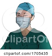 Poster, Art Print Of Doctor Or Nurse In A Protective Face Mask