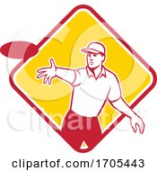Poster, Art Print Of Disc Golf Player Throwing Mascot Diamond