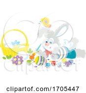 Poster, Art Print Of Bunny Rabbit Painting Easter Eggs