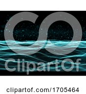 Poster, Art Print Of 3d Futuristic Particle Background With Flowing Cyber Dots
