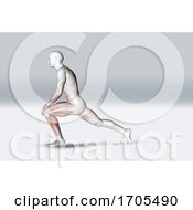 Poster, Art Print Of 3d Male Figure In Stretching Pose Holding Knee And Showing Muscles
