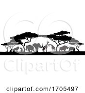 Poster, Art Print Of Animal Silhouettes African Safari Scene