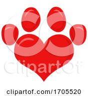 Heart Shaped Dog Paw Print