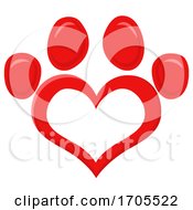 Poster, Art Print Of Heart Shaped Dog Paw Print