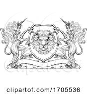Poster, Art Print Of Crest Unicorn Horse Coat Of Arms Lion Royal Shield