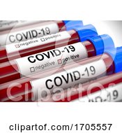 Poster, Art Print Of 3d Illustration Of Blood Test Tubes With Positive Covid 19 Test In The Center