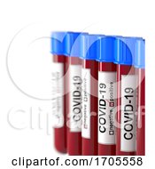Poster, Art Print Of 3d Illustration Of Blood Test Tubes With Positive Covid 19 Test And Copy Space