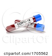 3D Illustration Of Two Blood Test Tubes With Positive COVID 19 Tests
