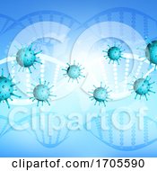 Poster, Art Print Of Medical Background With World Map Covid 19 Cells And Dna Strands