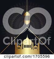 Decorative Ramadan Kareem Background With Mosques And Hanging Lantern