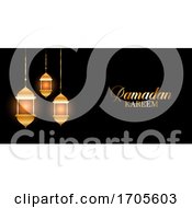Poster, Art Print Of Ramadan Kareem Background With Glowing Hanging Lanterns