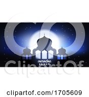 Poster, Art Print Of Ramadan Kareem Banner With Mosque Silhouette
