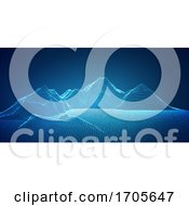 Poster, Art Print Of Abstract Banner With Flowing Particles In Landscape Design