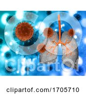 Poster, Art Print Of 3d Medical Background With Abstract Virus Cells Attacking Lungs
