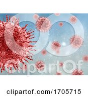 Poster, Art Print Of 3d Medical Background With Close Up Of Virus Cell