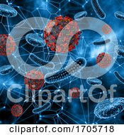 3D Medical Background With Corona Virus Cells With Bloods Cells