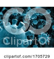 Poster, Art Print Of 3d Abstract Medical Background With Close Up Of Virus Cells