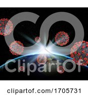 Poster, Art Print Of 3d Earth With Corona Virus Cells Circling It