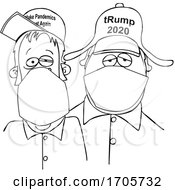 Cartoon Trump Supporters Wearing Face Masks