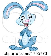 Poster, Art Print Of Cute Blue Bunny Rabbit With Folded Arms