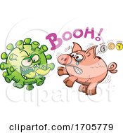 Poster, Art Print Of Cartoon Coronavirus Menacing A Money Pig
