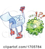 Cartoon Coronavirus And Angry Roll Of Toilet Paper