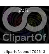 Poster, Art Print Of Easter Eggs Neon Fluorescent Dots On Black