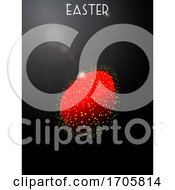 Poster, Art Print Of Red And Yellow Neon Easter Egg On Black Background
