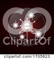 Poster, Art Print Of Contained Covid19 Molecules Over Honeycomb Red Background