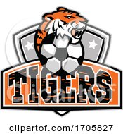 Poster, Art Print Of Tiger Head Soccer Ball Crest Mascot