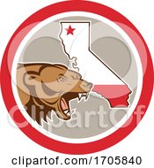 Bear With California State Map Circle Icon