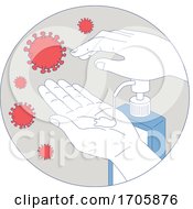 Poster, Art Print Of Coronavirus Hand Sanitizer Monoline Circle
