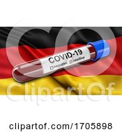Poster, Art Print Of Flag Of Germany In The Wind With Positive Covid 19 Test Tube