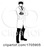 Poster, Art Print Of Doctor Silhouette Healthcare In Medical Ppe Mask