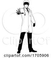 Poster, Art Print Of Doctor In Ppe Mask Stop Hand Sign Medical Concept
