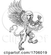 Poster, Art Print Of Griffon Rampant Griffin Coat Of Arms Crest Mascot