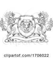 Poster, Art Print Of Crest Coat Of Arms Horse Lion Family Shield Seal