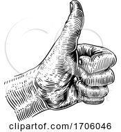 Poster, Art Print Of Thumb Up Sign Hand Retro Vintage Woodcut