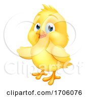 Baby Chicken Chick Easter Bird Cartoon Pointing
