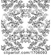 Floral Motif Scroll Pattern Seamless Tile