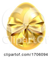 Poster, Art Print Of Golden Easter Egg Bow Ribbon Design