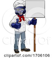 Panther Chef Cartoon Restaurant Mascot Sign